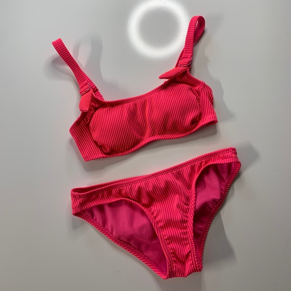 Ribbed Hardware Strap Bralette Bikini Top/Bottom